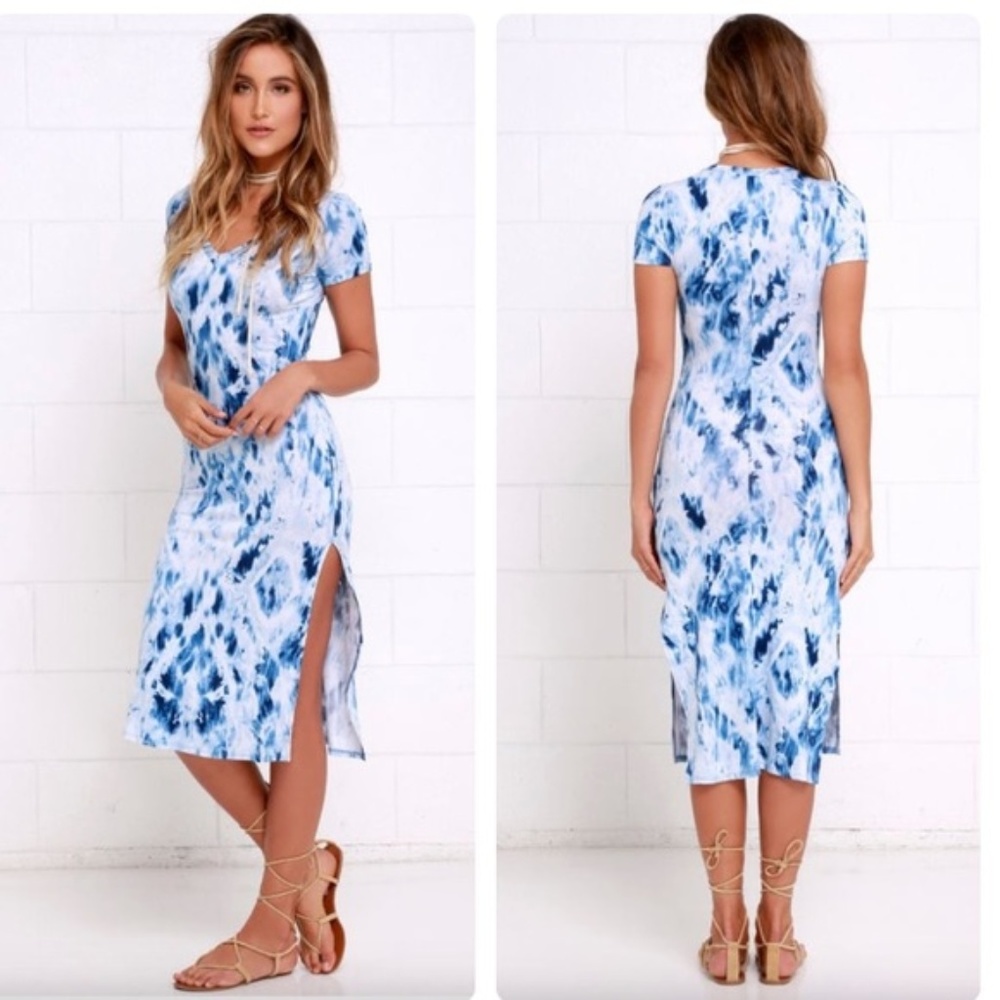 Lulu's Tie Dye Double Slit Midi Dress
